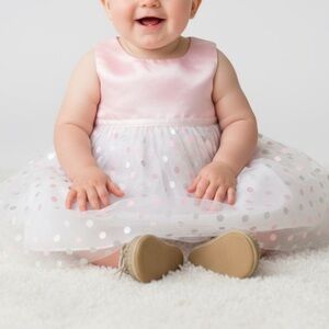 Special Occasions Pink and White Polka Dot Dress Size 3/6 mo. Costume Dress up